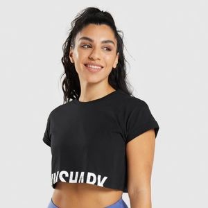Gymshark Fraction Crop Top- Black- Small
